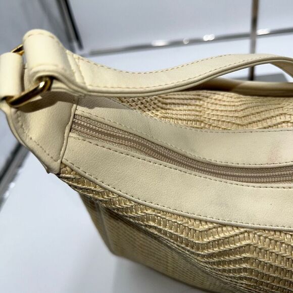 Etienne Aigner Vintage Cream Basket Weave Straw Handbag Neutral Purse - Picture 6 of 12